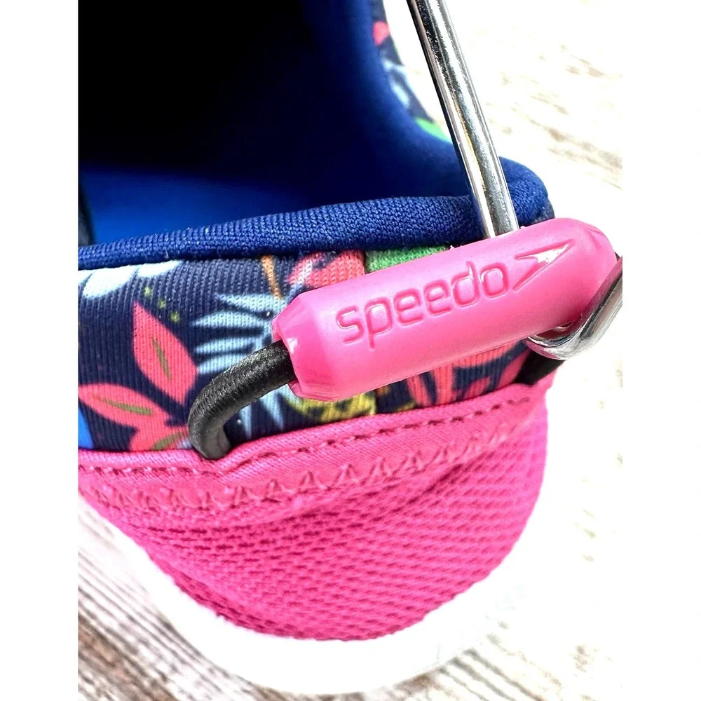 Speedo Aqua Skimmer Water‎ Shoes Junior Girls' Sz Large 4-5 Purple Floral
